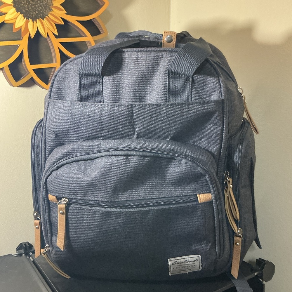 Eddie Bauer Dark Gray Backpack with Brown Accents